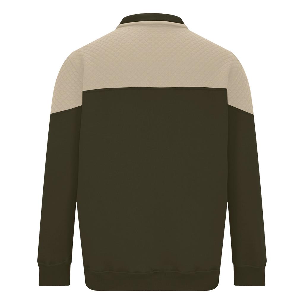 Men's Stand Up Collar Sweatshirt With Patchwork Casual Design