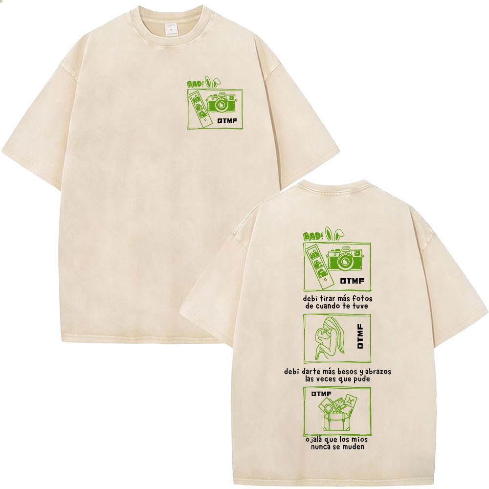 

Vintage Washed Rapper Bad Bunny T-shirt Debi Tirar Mas Fotos DTMF Tour Album T Shirts Men Women Fashion Hip Hop O-Neck T-shirts 5XL різнокольоровий