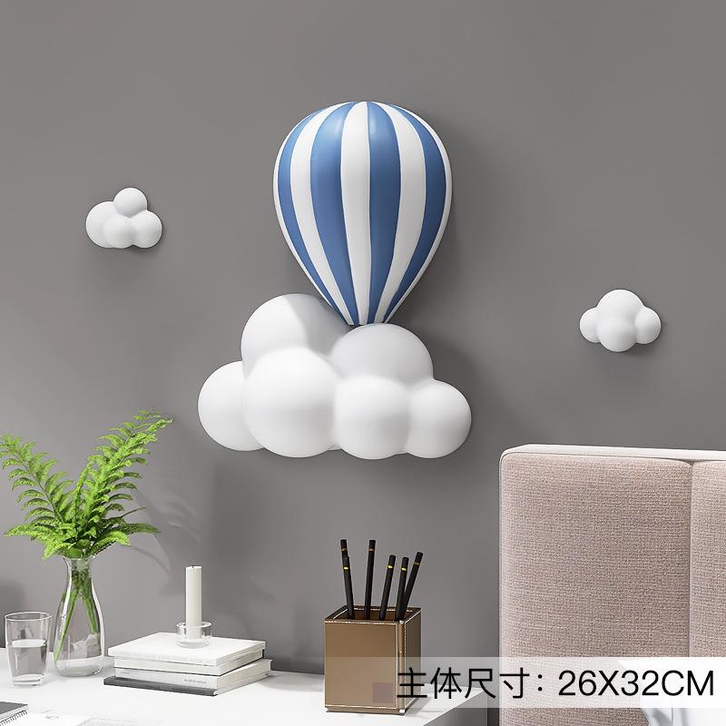 3D Heißluftballon Statue Haus Wanddekoration Weiße Wolke Harzskulptur Wohnzimmer Schlafzimmer Innenwand Hängedekor