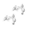 Music Note Electroplated Silver Metal Cufflinks Men's French