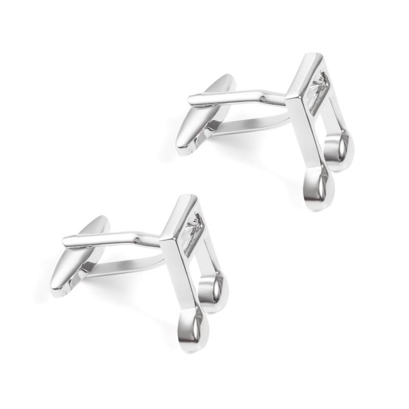 Music Note Electroplated Silver Metal Cufflinks Men's French