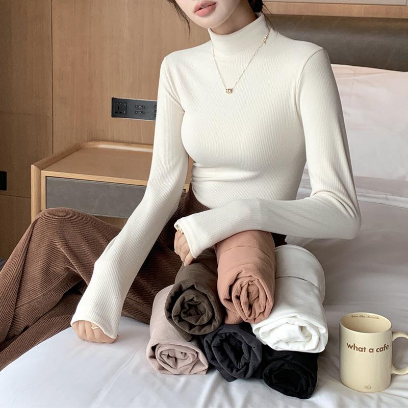 YYFS Dámská móda Ležérní Jednobarevný potisk Podzim Zima Zahřejte Pulovry a dlouhé rukávy Poloviční rolák Tenké pletací svetry