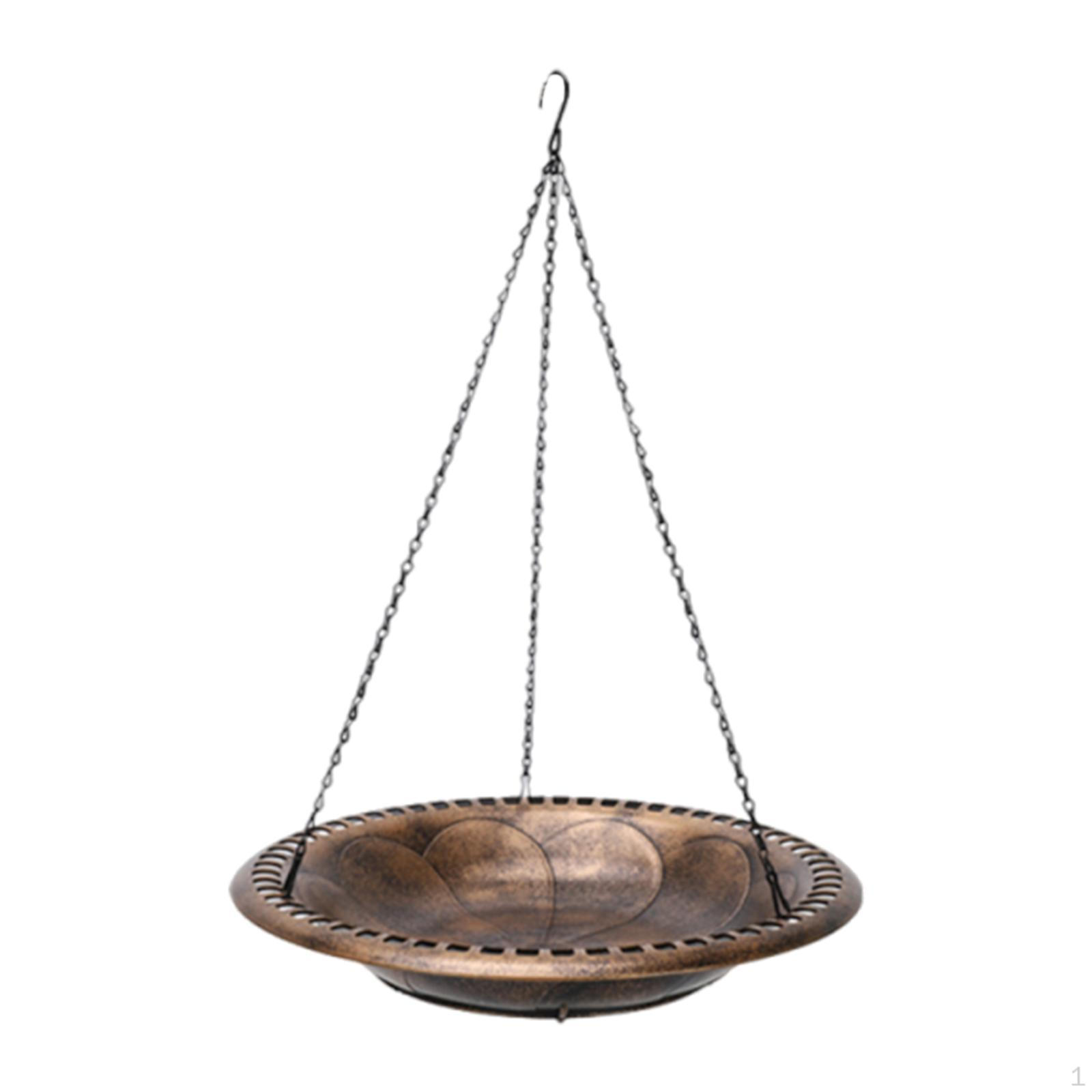 

Bird Bath And Feeder with 53cm Chain for Attracting Birds Outdoor 17inch Tray золотистый