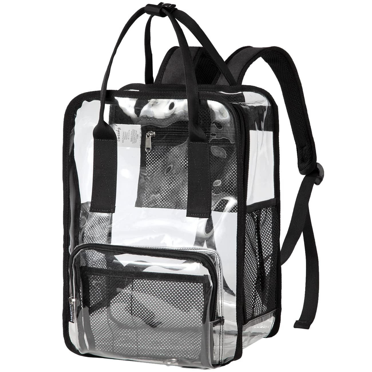 

VASCHY Clear Large Vinyl Black Backpack, Transparent, Backpack, Capacity, Bag, Women s, School, Work, Daypack, Waterproof, Outdoor, Unisex, чорний
