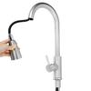 Kitchen Pull-Out Faucet Tap Mixer Spout Finish Brushed Swivel Spray Single Hole 360 Degree Brushed  Faucets Water Mixer Tap Silvery New