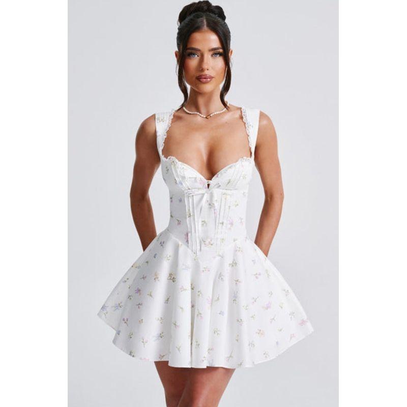 Moonlight Dance French Style First Date Pure Desire Style Sweet Girl Lace Edge Suspender Skirt Waist-Tight Slim Looking Short a Words Dress