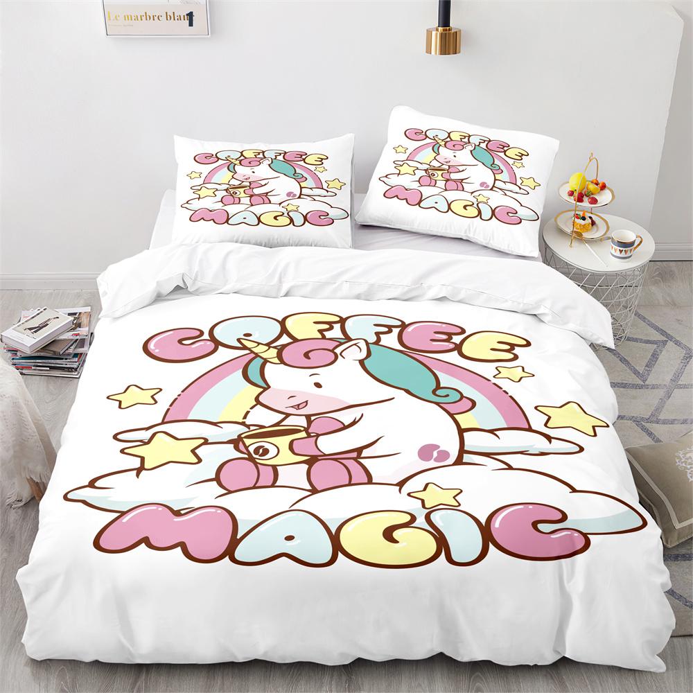 Unicorn Horse Duvet Cover Set Wild Animals Pattern Polyester Quilt Cover King Full Twin Size For Kids Boys Girls Bedding Set