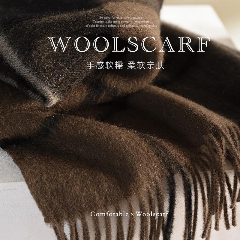 Pure Wool Scarf, Men's Winter British Style Warm Neck Scarf, Men's