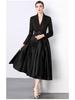 Stylish French Suit Dress with Dramatic Stitching and Midi Swing Design