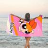 1pc The Powerpuff Girls4 Beach Towel with Custom Name, Beach/Swimming/Bath/Picnic/Camping Towel, Suitable for Seaside Beaches