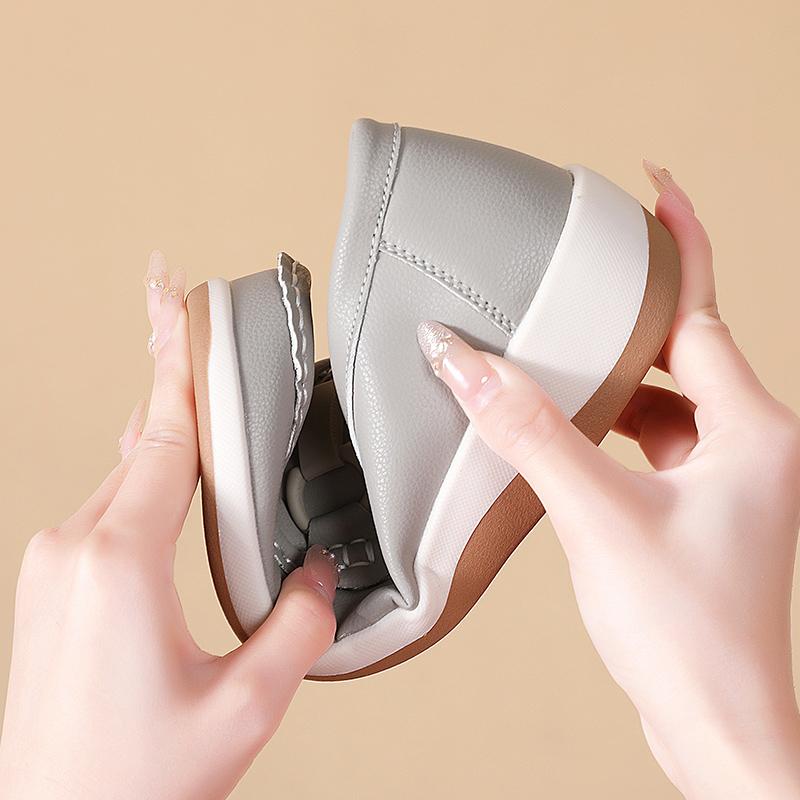 Fashion Wedge Shoes Women 2025 New Casual Classic Fashion Elegant Leather Shoes Comfortable Female Walking Footwear