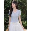 Women's V-Neck Slim Fit Short Sleeve Top