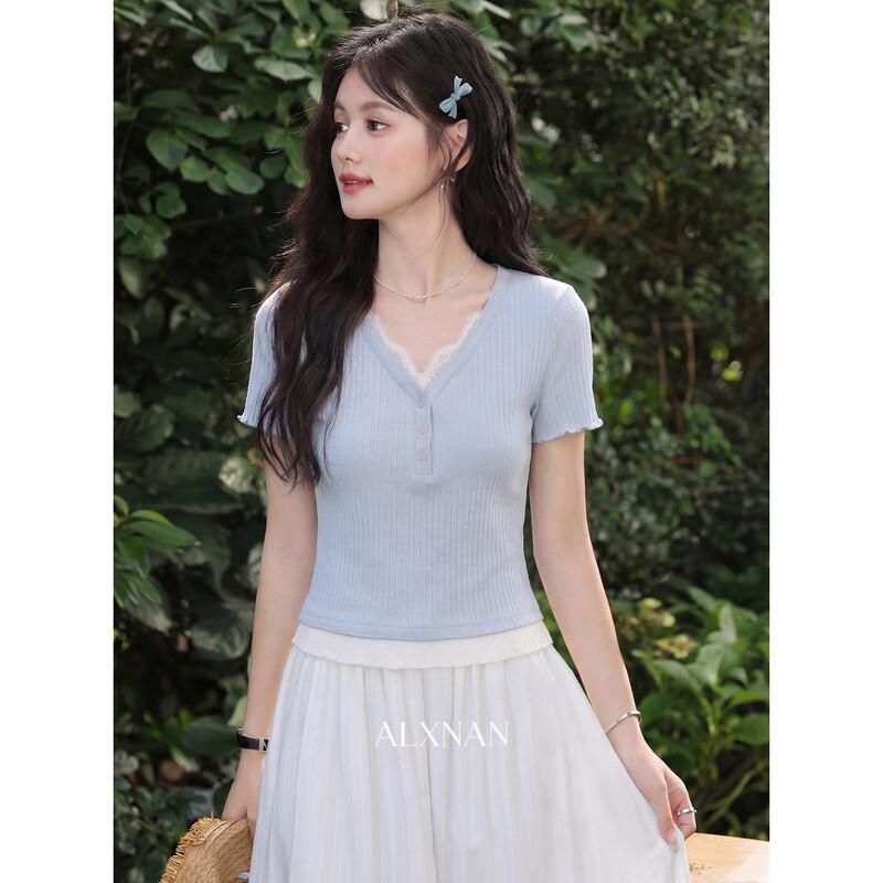 Women s V-Neck Slim Fit Short Sleeve Top L