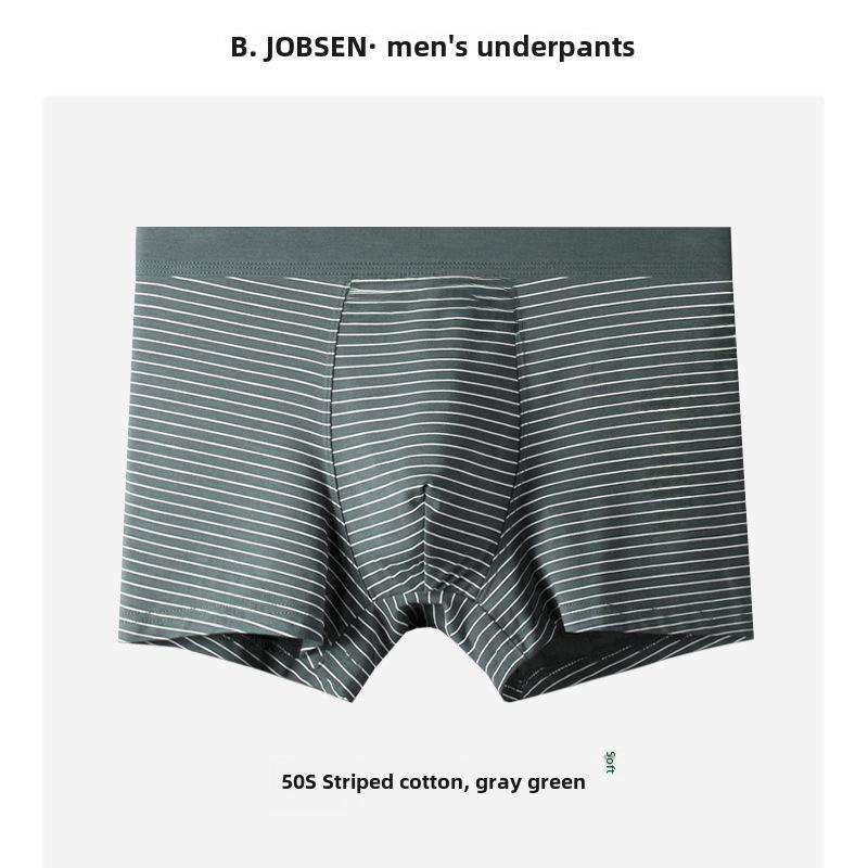 Men's Cotton Modal Boxer Briefs - Breathable Large Size, Striped Japanese Style for Autumn and Winter.