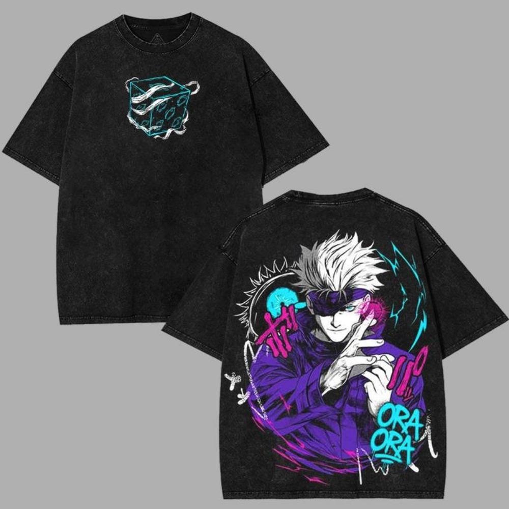 Gojo Satoru Jujutsu Kaisen T Shirt Men Women Tshirt Washed Cotton T-shirt Clothing Summer Short Sleeve