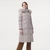 Tanboer Women's Mid-Length Slim-Fit Down Jacket with Faux Fur Collar
