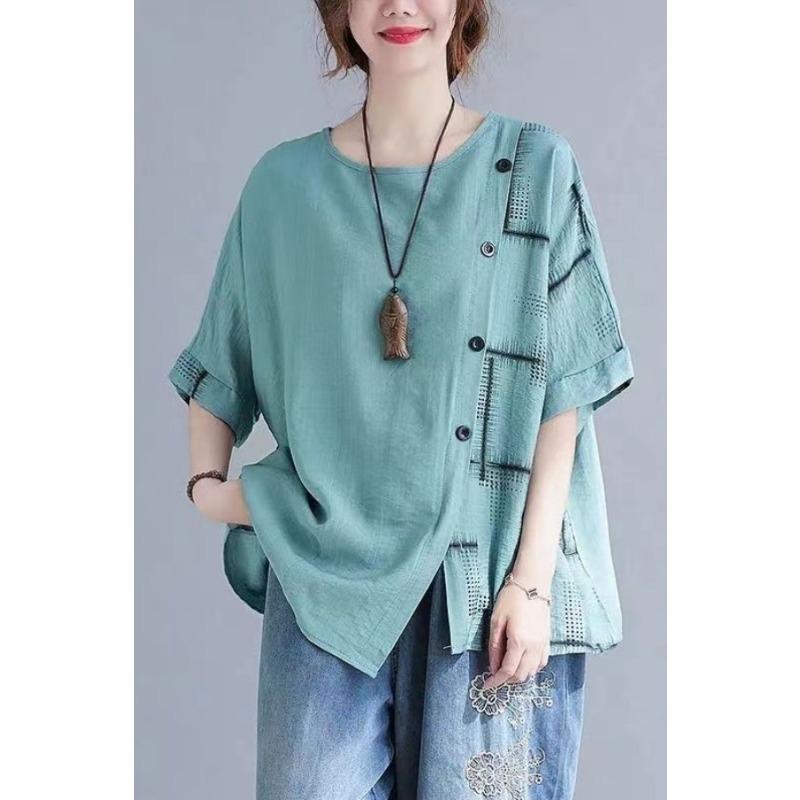 Summer New Cotton and Linen Women's Tops Loose Short-sleeved T-shirts for Women