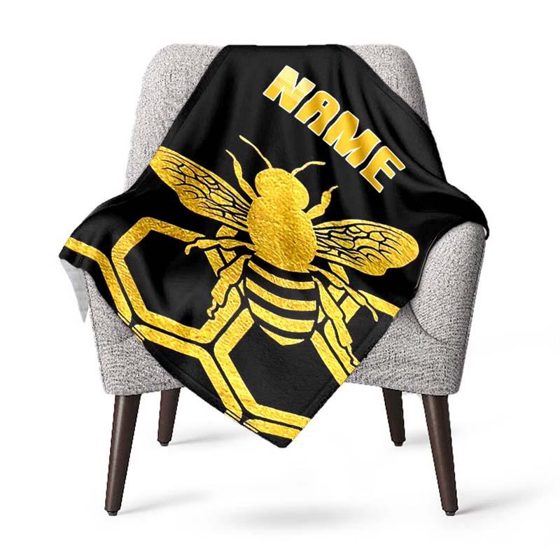 Yellow Honeycomb Customize Your Name Blanket Used For Chair Office Sofa Bed Camping Soft And Warm Giving Friends And Relatives Birthday Graduation