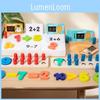 Kids Math Wooden Toy With Red Blue Number Blocks For Learning Cognitive Skills