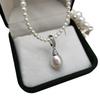 9-10mm Freshwater Pearl Drop Pendant with S925 Silver Clasp Necklace