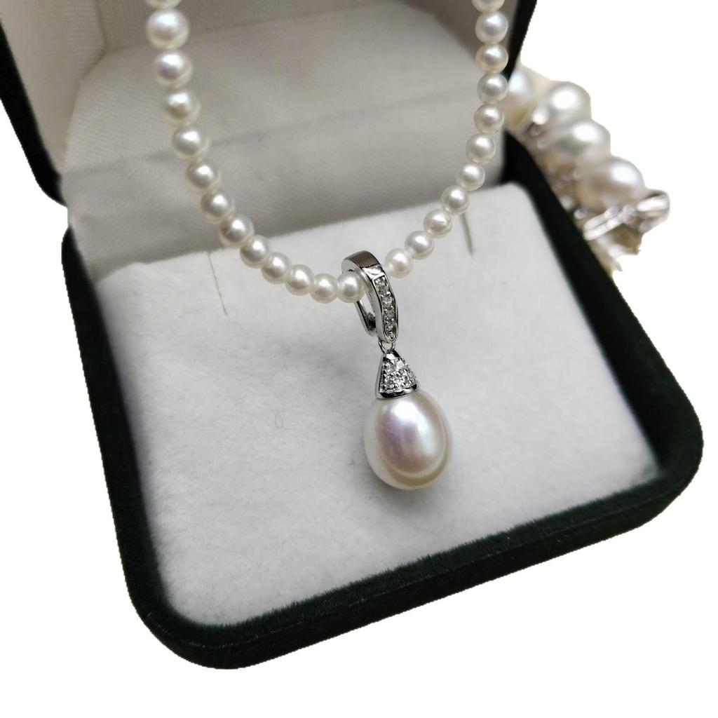 9-10mm Freshwater Pearl Drop Pendant with S925 Silver Clasp Necklace