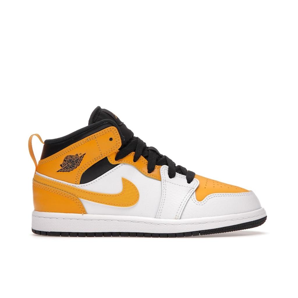 Air Jordan 1 Mid PS University Gold Kids Sneakers White Black 640734-170