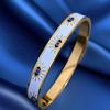 Trendy 316L Stainless Steel Evil Eye Bracelet for Women Charm White Enamel Wrist Waterproof Bangle Multi Epoxy Turquoise Bangle