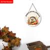 Autumn Harvest Russian Wooden Welcome Sign with Hedgehog Pattern, Unique Round Sign for Front Door, Wall Hanging Decor, Ideal Gift for Friend & Family