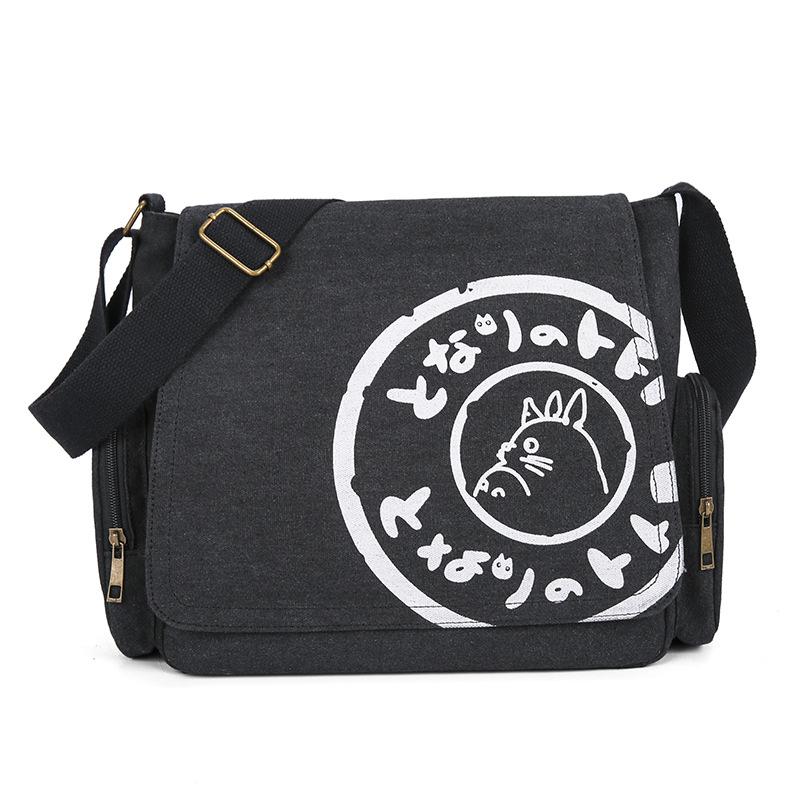 Borsa a tracolla messenger da donna/uomo in tela, borsa a spalla di grande capacità con cartoni animati vintage, zaino multifunzionale per il tempo libero e per studenti, borsa tote da esterno