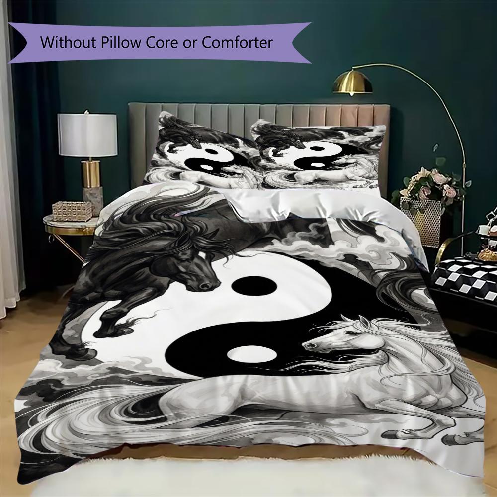 Tai Chi Animals Pattern Bedding uilt Set uilt Cover Pillowcase Home Decoration Birthday Gift (1 * duvet cover + 2 * pillowcase  without core)106