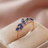 New Blue Natural Zircon Ring For Women Trendy  Rose Gold Leaf Ring Romantic Vintage Wedding Jewelry Fashion