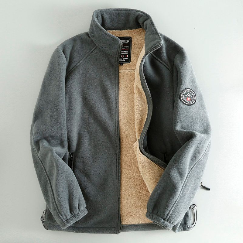 Japanese Quality~ Winter Thickened Warm Men's Mid-Length Fleece Jacket Zip-Up Cardigan Top