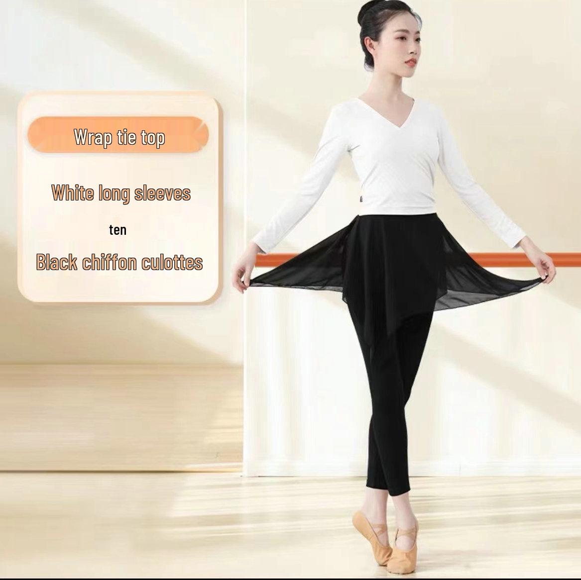 

Костюм для современного танца для женщин: Топ для формирования фигуры с юбкой-брюками для классических, латиноамериканских и народных танцев XXL