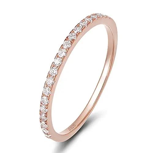 

Trumium 2mm 925 Silver Rings For Women Zircon Inlaid Half Eternity Stacktable Ring Fine Jewelry for Wedding Anniversary 3.5 рожевий колір золота