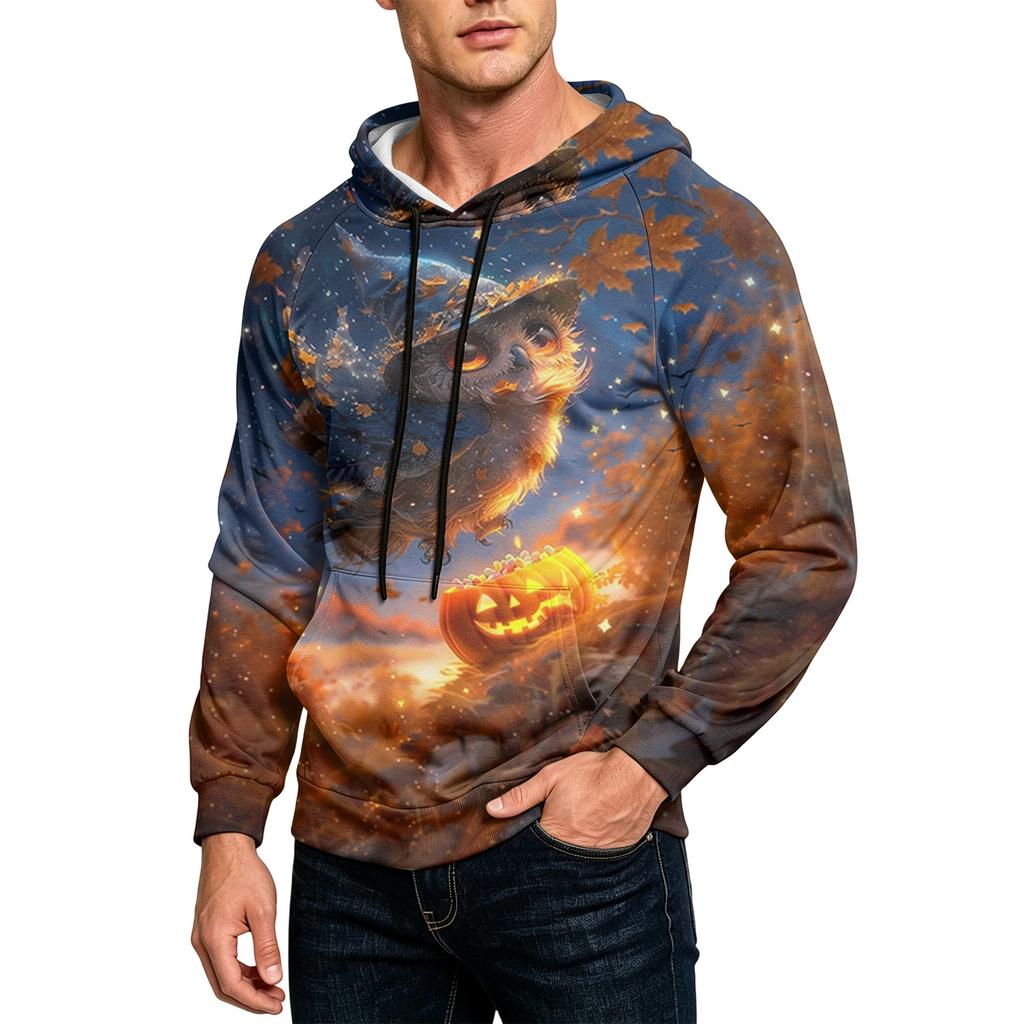 Men's Loose Fit Hoodie with Pocket Drawstring Printed Design for Casual Everyday Wear