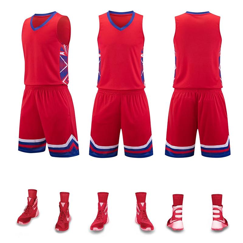 

Комплект баскетбольной формы в американском стиле - Дышащая тренировочная майка для мужчин и детей 4XL красный