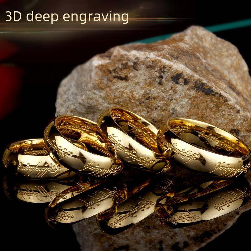 Men's Lord of the Rings Celebrity Style Gold-Plated Magic Letter Ring
