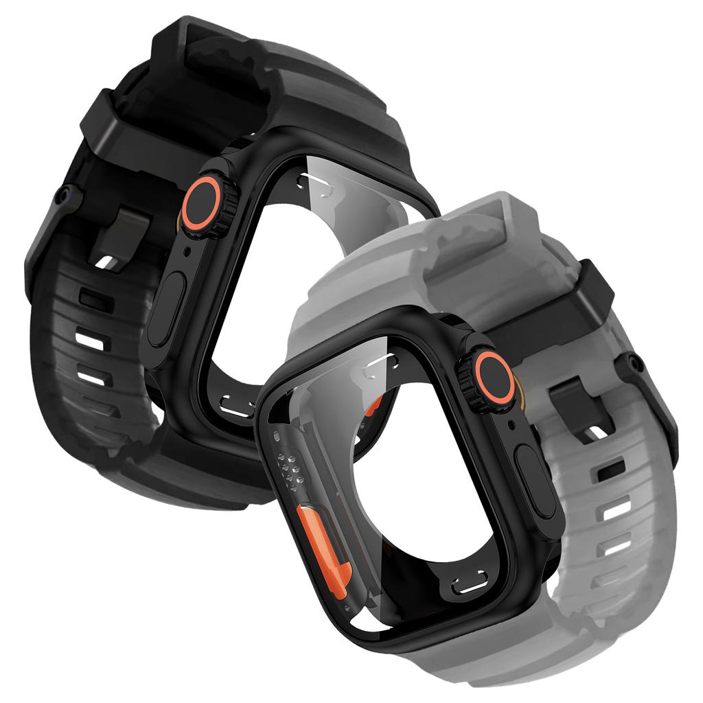 PC Case+Silicone Strap For Iwatch Series 11 10 9 8 7 6 5 4 SE3 Sport Band Hard Cover For Apple Watch 44/45/mm Bracelet Bumper