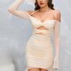 Women's Sexy Suspender Pleated Hollow Tight Hanging Neck and Buttocks Wrapped Dress