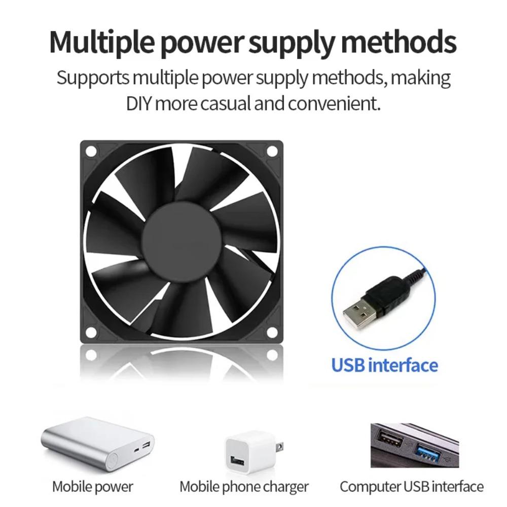 5V USB PC Case Exhaust Fan 8/12/14cm Hydraulic Bearing With Protective Net & Screws For Router TV Set‑top Box Cabinet Cooling