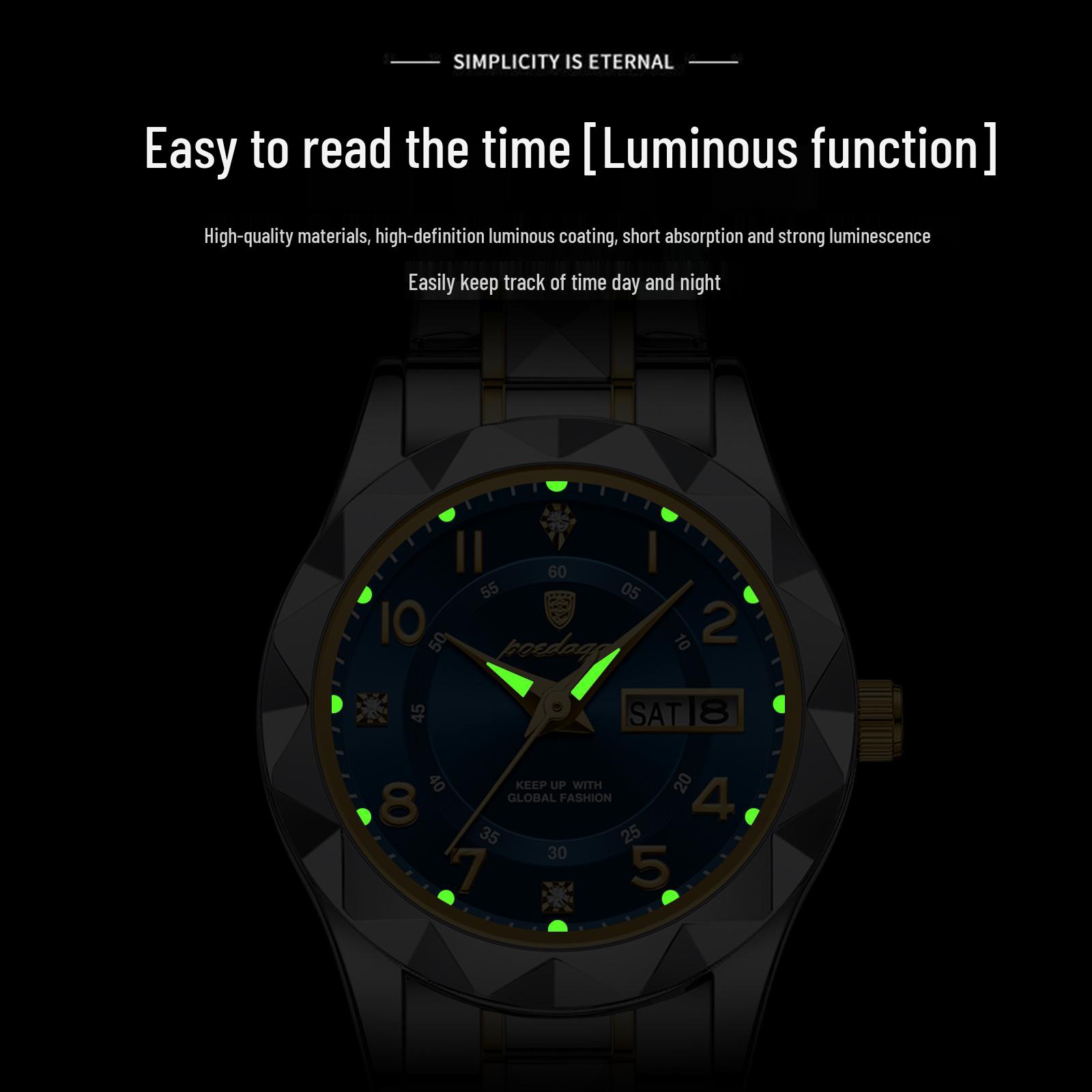 

Швейцарские водонепроницаемые светящиеся женские кварцевые часы с двойным календарем - Хит продаж Silver-White Dial Steel Strap