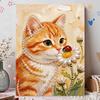 Frameless Pearl Painting Kit Cute Cat Pattern DIY 3D Bead Art Canvas Relaxing Handmade Craft for Adults Home Decor