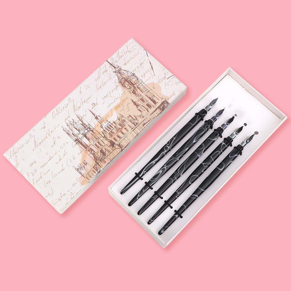 5 Pcs Acrylic Pen Flat Round Cartoon Tip Painting Tool Art Supplies(Black Cartoon Round Tip)