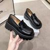 Black Loafers Women's 2025 New Spring and Autumn One-pedal Women's Shoes Small Thick-soled Single Shoes British Style Small Leather Shoes