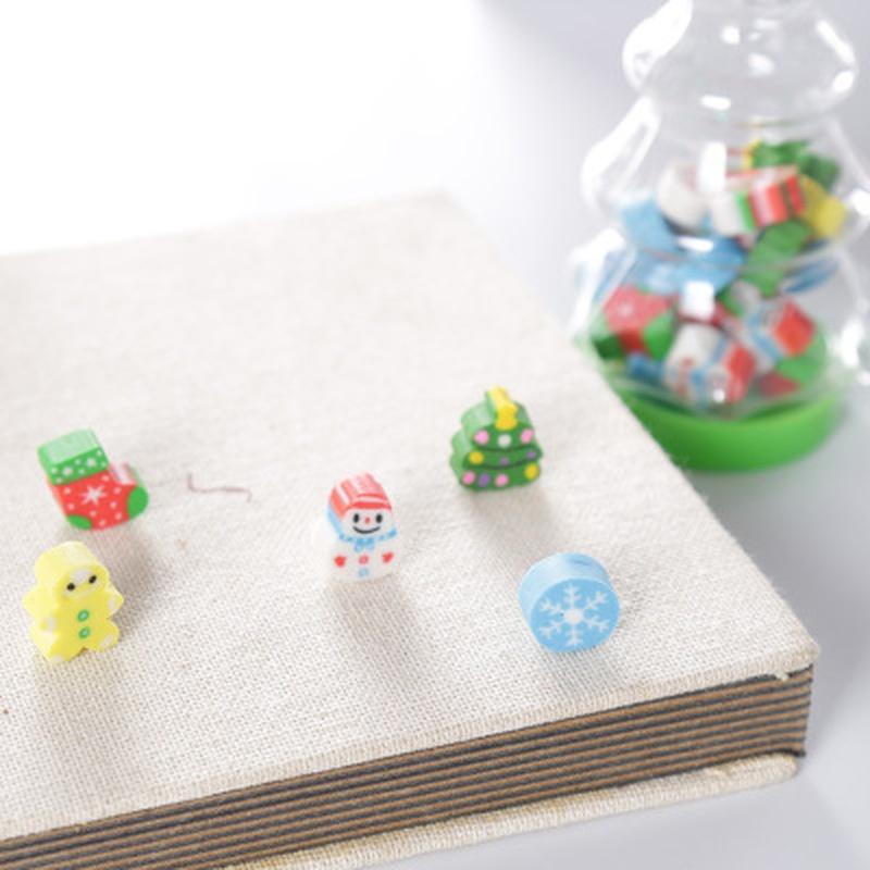 1bottle Christmas Gift Santa Tree Mini Eraser Kawaii  Students Stationery School Supplies