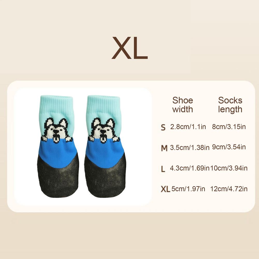 

Socks For Dogs 4 Piece Cute Pet Booties Grippy Socks For Senior Dog For Hot Pavement Running Winter Snow Pet Puppy Rain Foot XL синій