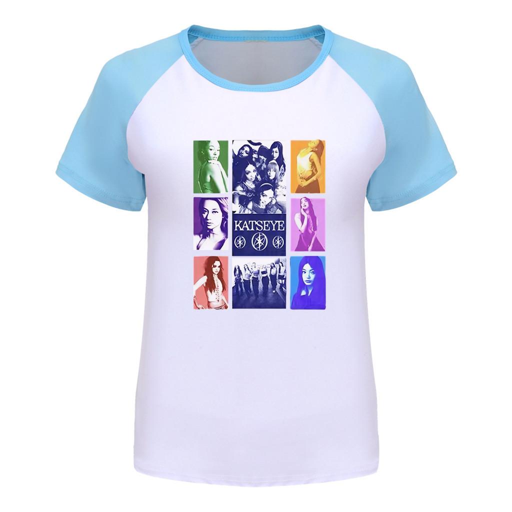5321 Girls Fashion KATSEYE Print Raglan Short Sleeve T-Shirt