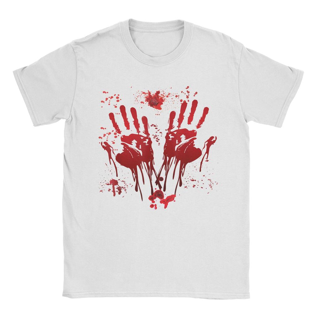 Men's Halloween Bloody Hands Blood Splash T Shirt Zombie Cotton merch Casual Short Sleeve O Neck Tee Shirt 4XL 5XL 6XL T-Shirts