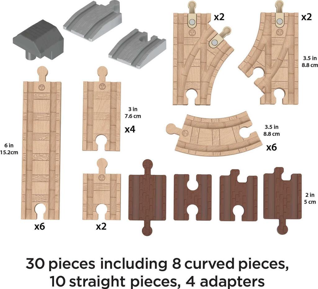 Mattel Thomas the Tank Engine Wooden Railway Create Your Own Straight Curved Extension Rail Set Sold HDX06 Series Course! & (Vehicles Separately)