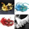 Elegante Maschera di Pizzo per Mascherata con Fiori di Strass per Costumi di Halloween da Donna